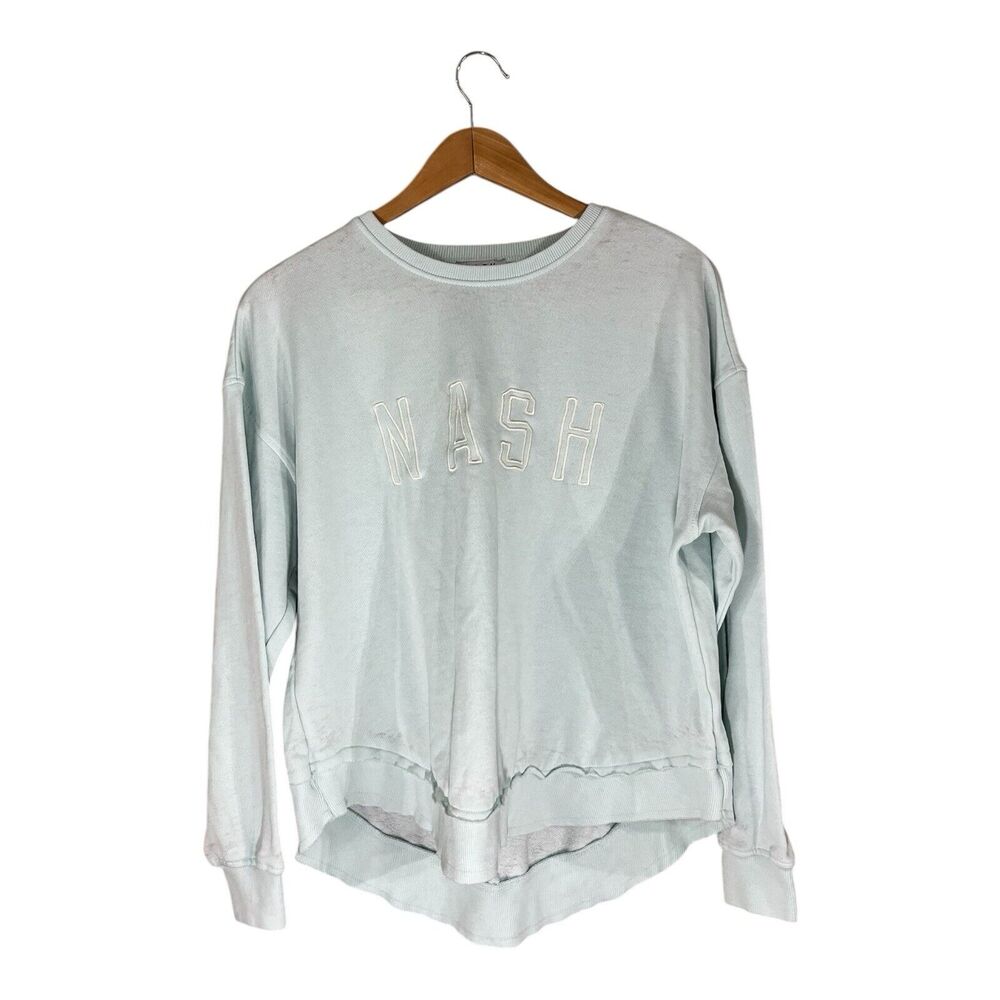 Nash Light Blue Oversized Sweatshirt WOMENS SIZE SMALL/MEDIUM Raw Hem